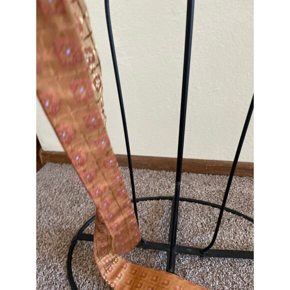 Ike Behar 100% Silk Mens Neck Tie Orange Gold Geometric Design - Picture 5 of 12